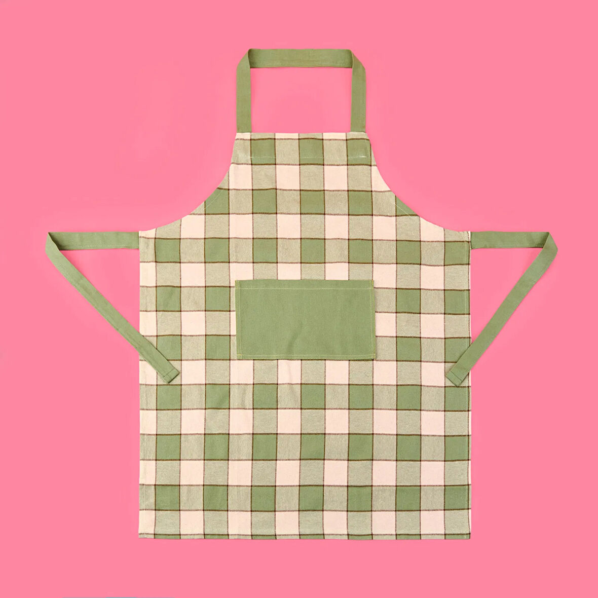 Toscana Mutfak Önlüğü - Ekru / Yeşil - 65x80 cm