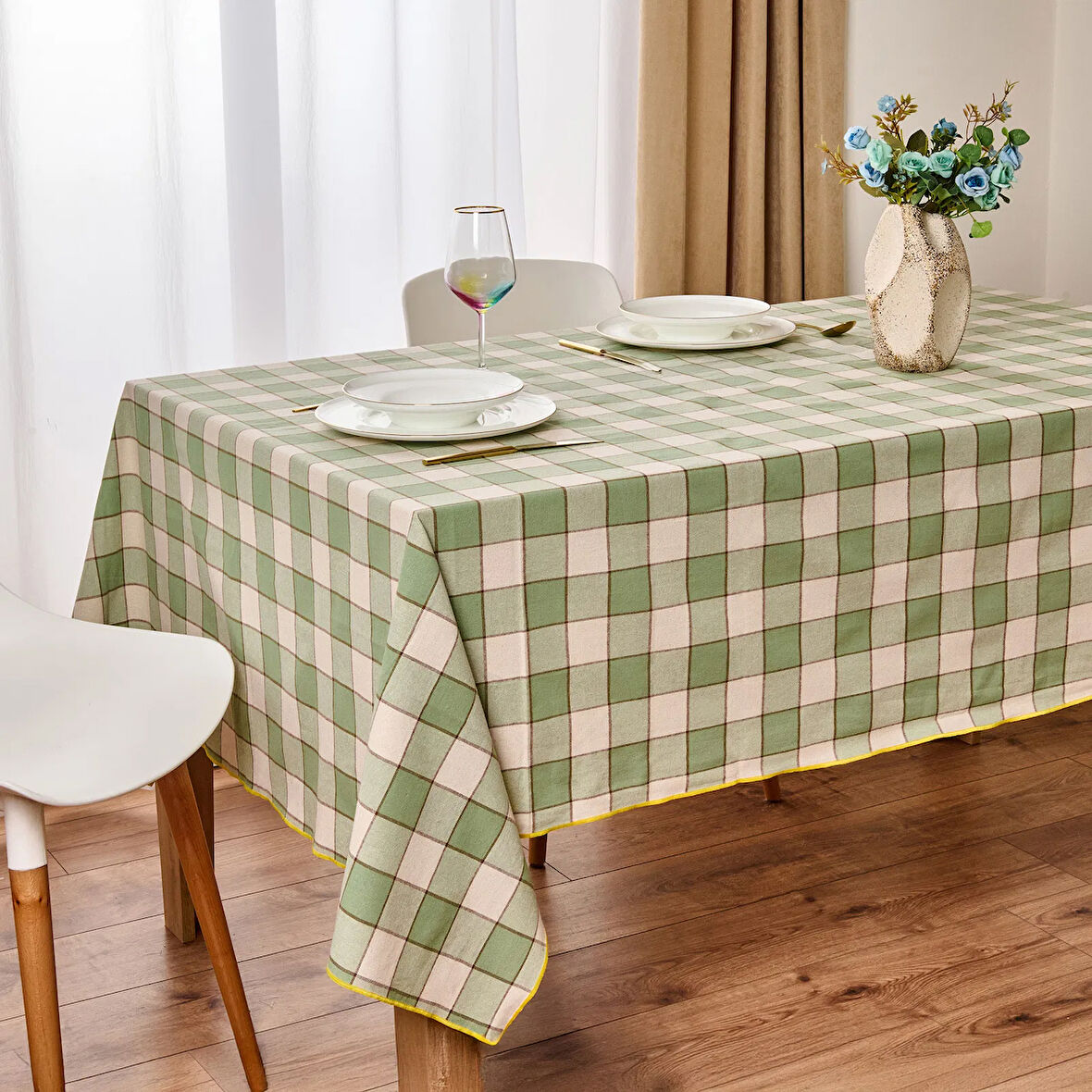 Toscana Masa Örtüsü - Ekru / Yeşil - 150x220 cm
