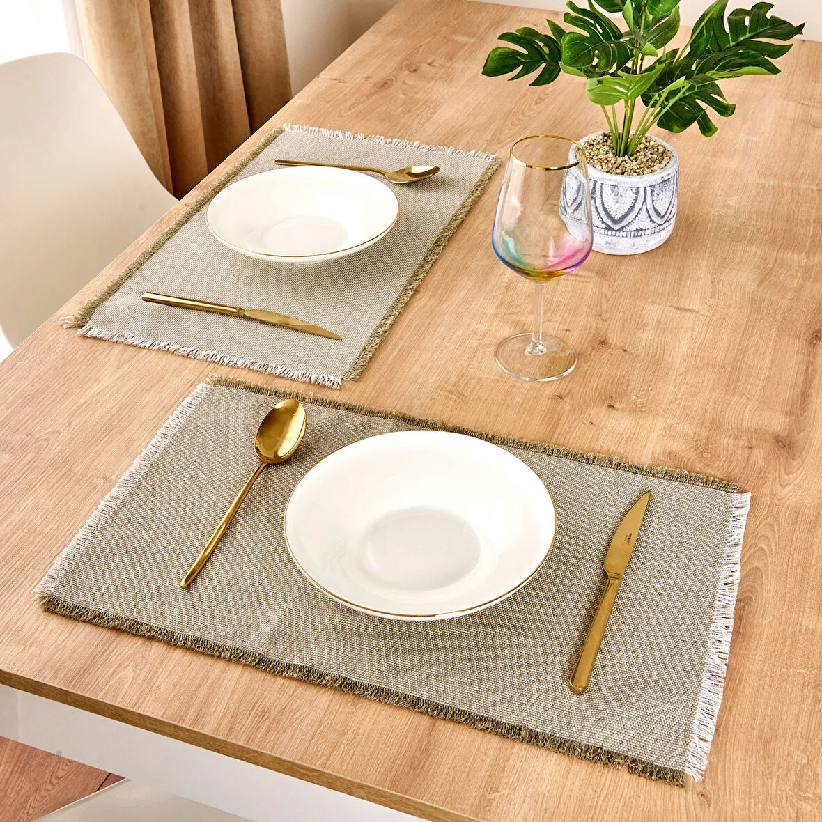 Soft Plaid 2'li Amerikan Servis - Yeşil - 30x50 cm