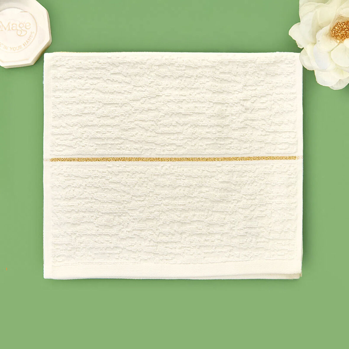 Soft Golden Star Line El Havlusu - Ekru - 30x50 cm