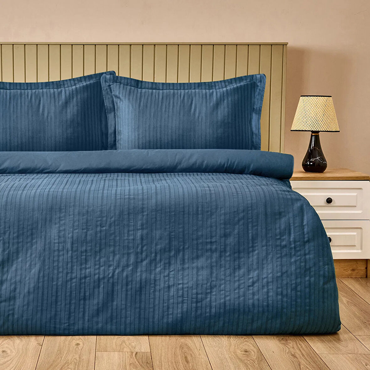 Soft Dobby Weave Çift Kişilik Nevresim Takımı - İndigo