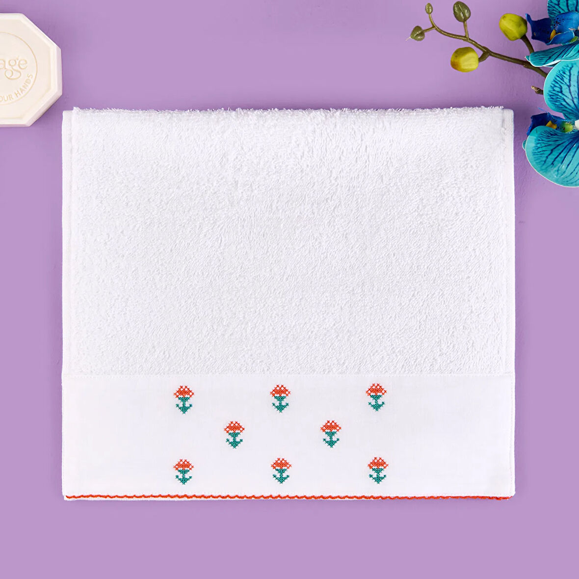 Soft Urban Delight Braga El Havlusu - Ekru / Turuncu - 30x50 cm