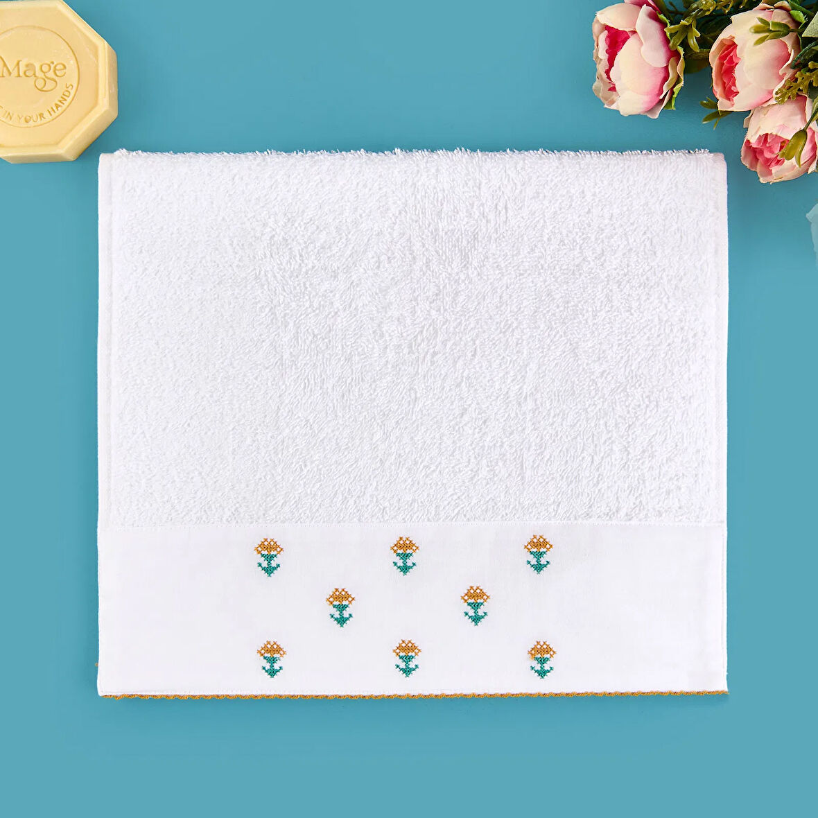 Soft Urban Delight Braga El Havlusu - Ekru / Hardal - 30x50 cm