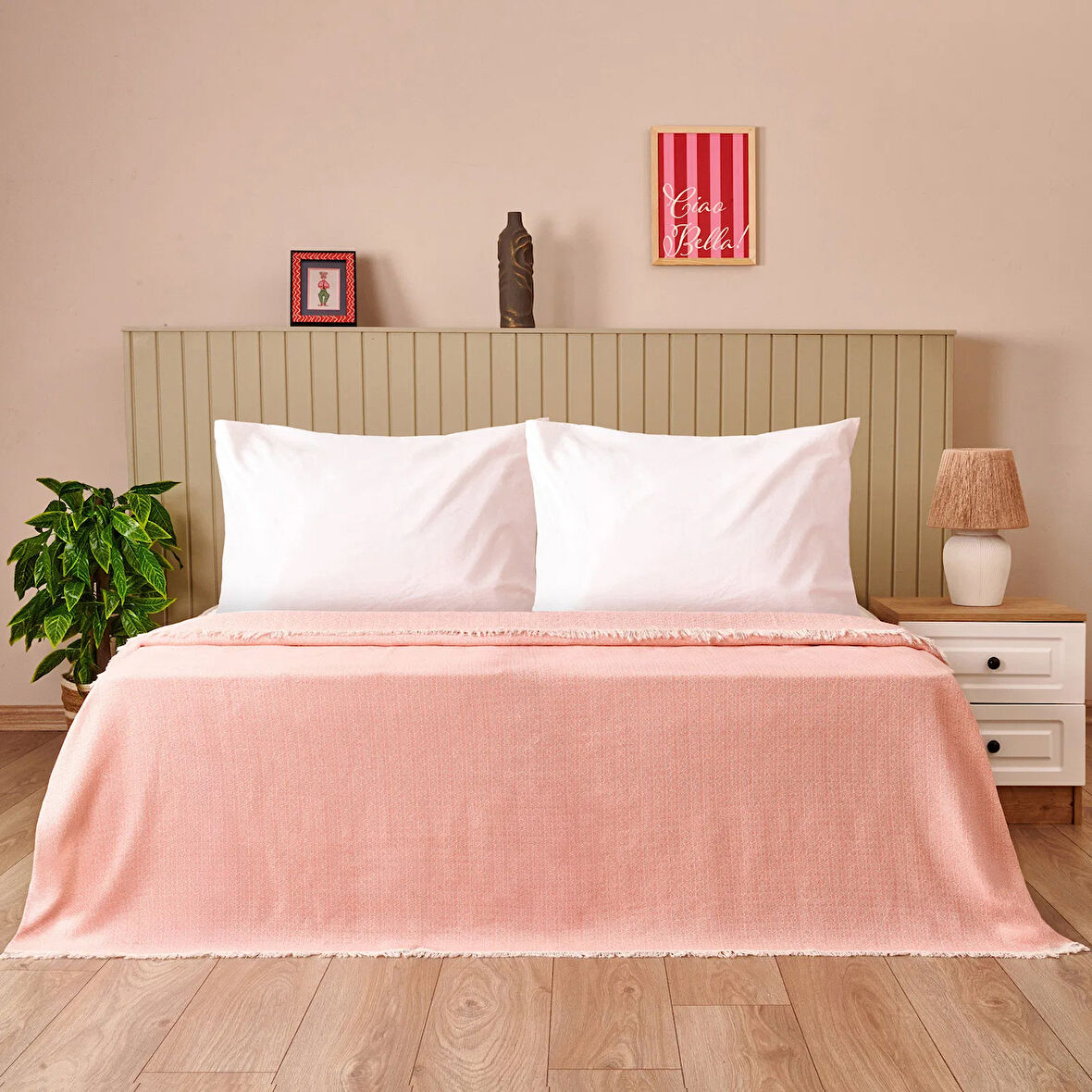 Soft Elendil Çift Kişilik Yatak Örtüsü - Yavruağzı - 200x230 cm