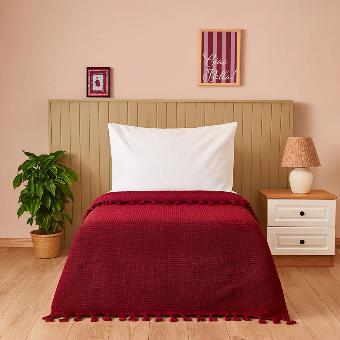 Soft Alora Tek Kişilik Yatak Örtüsü - Kırmızı - 160x230 cm