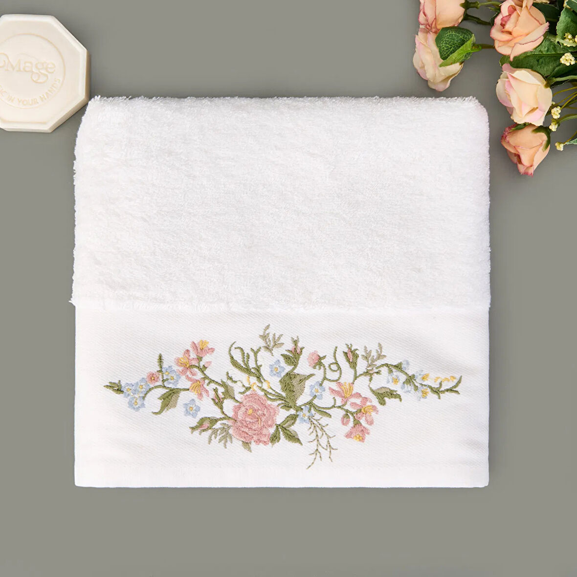 Alise Yüz Havlusu - Ekru - 50x90 cm