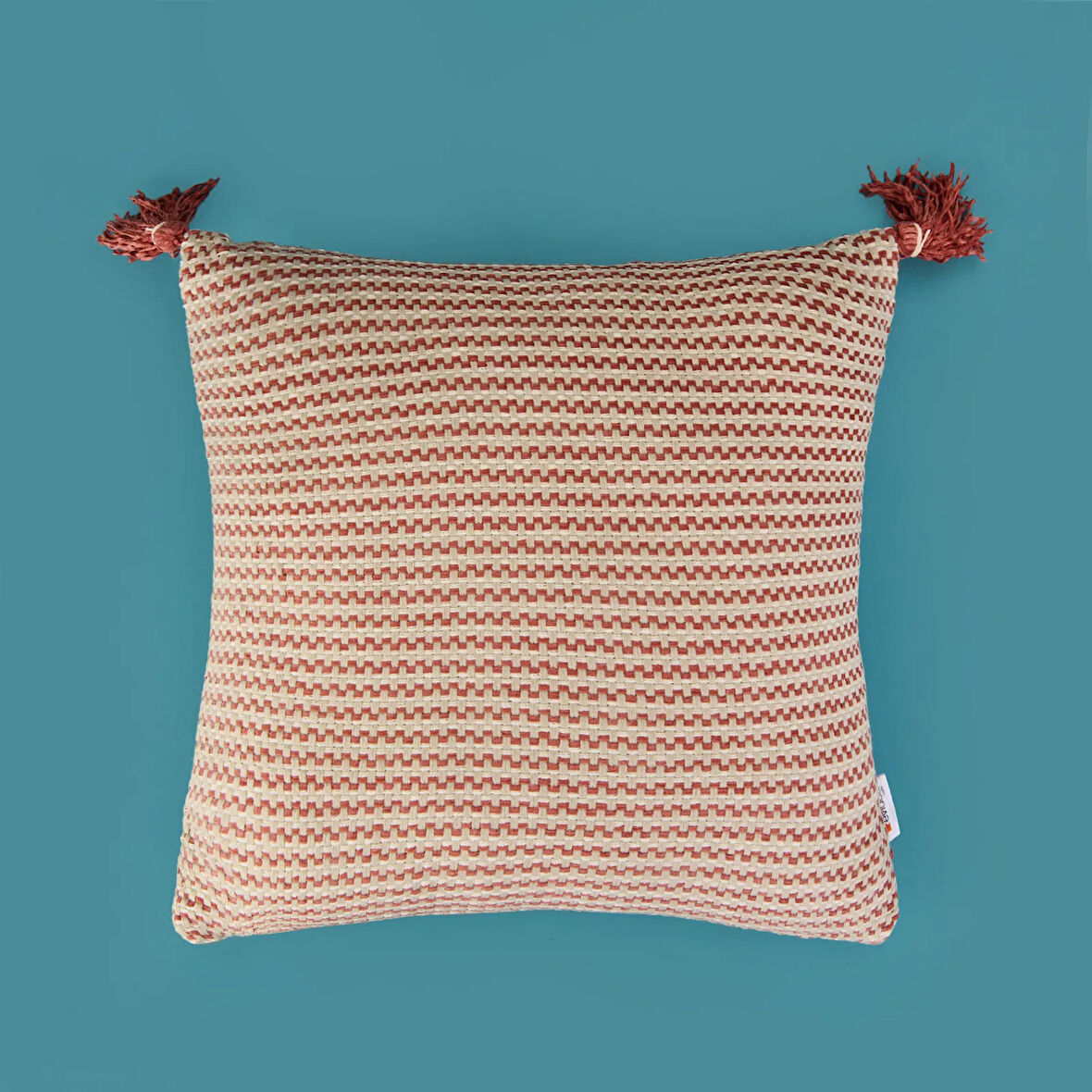 Soft Shiny Kırlent - Bej / Kiremit - 45x45 cm