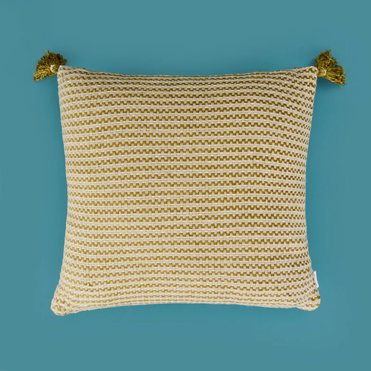 Soft Shiny Kırlent - Bej / Yeşil - 45x45 cm