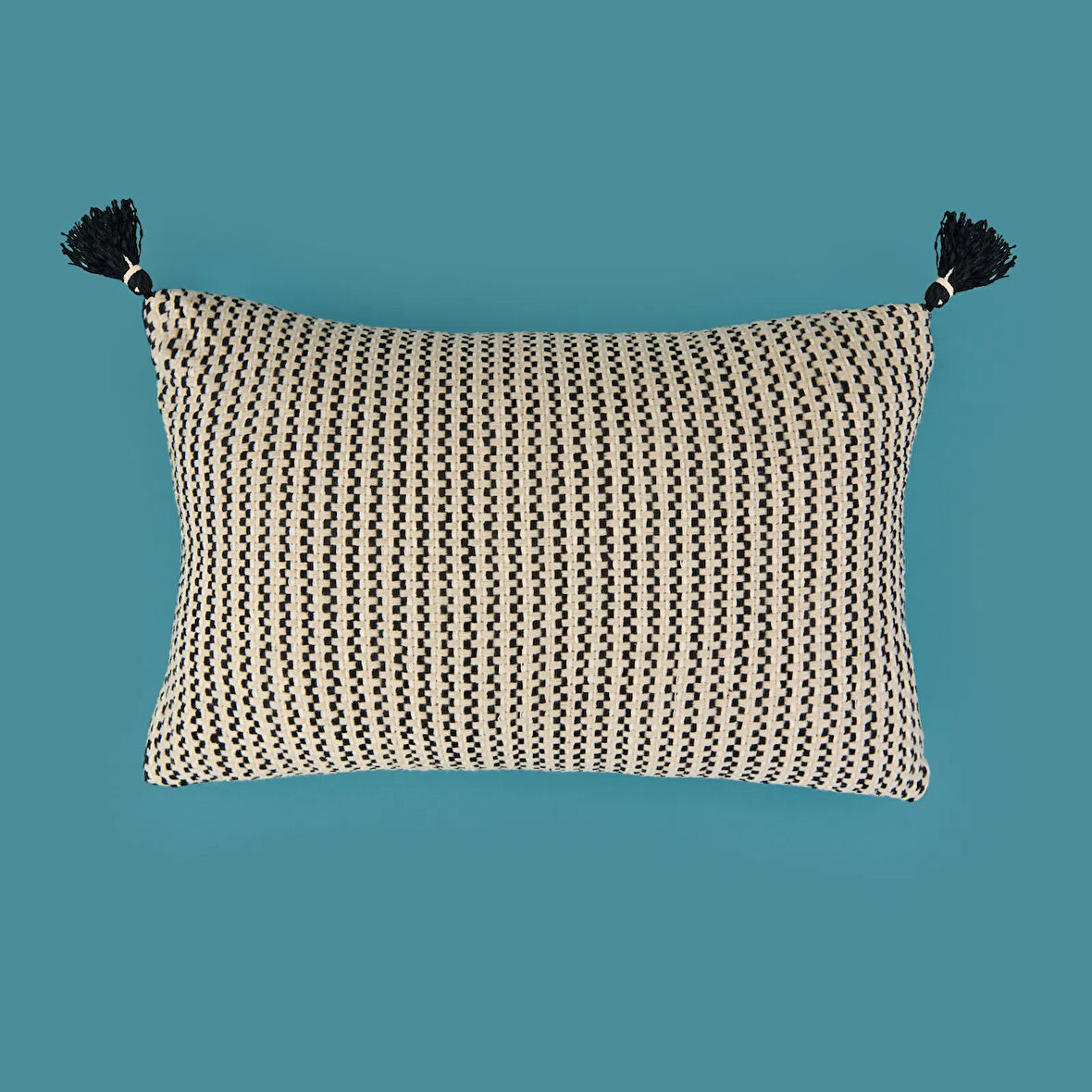 Soft Shiny Kırlent - Bej / Siyah - 30x50 cm