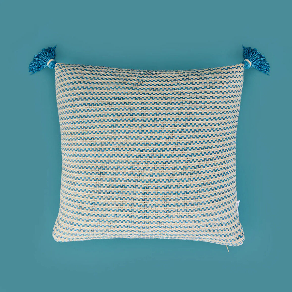 Soft Shiny Kırlent - Bej / Mavi - 45x45 cm