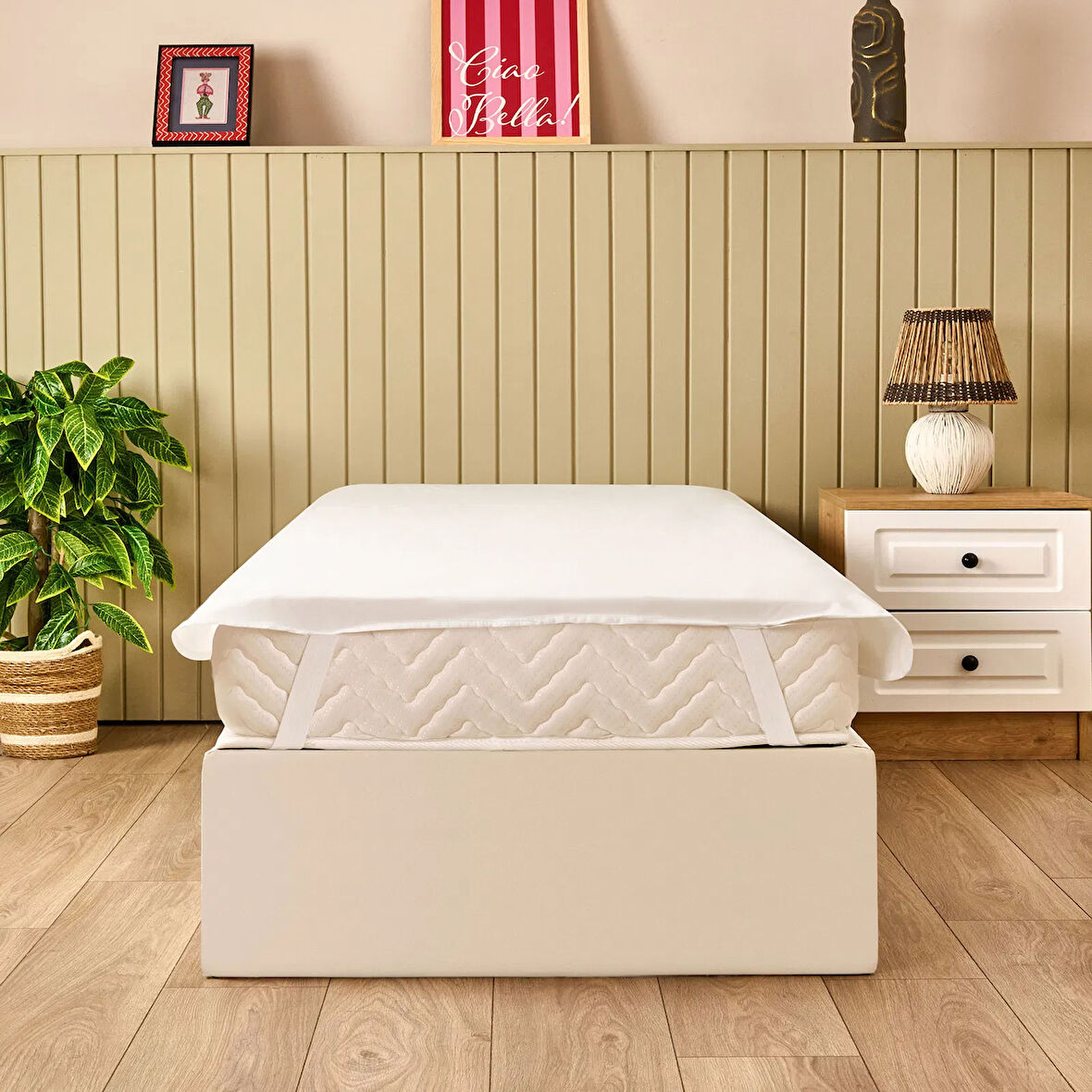 Soft Sane Basic Tek Kişilik Sıvı Geçirmez Lastikli Alez - Beyaz - 100x200 cm