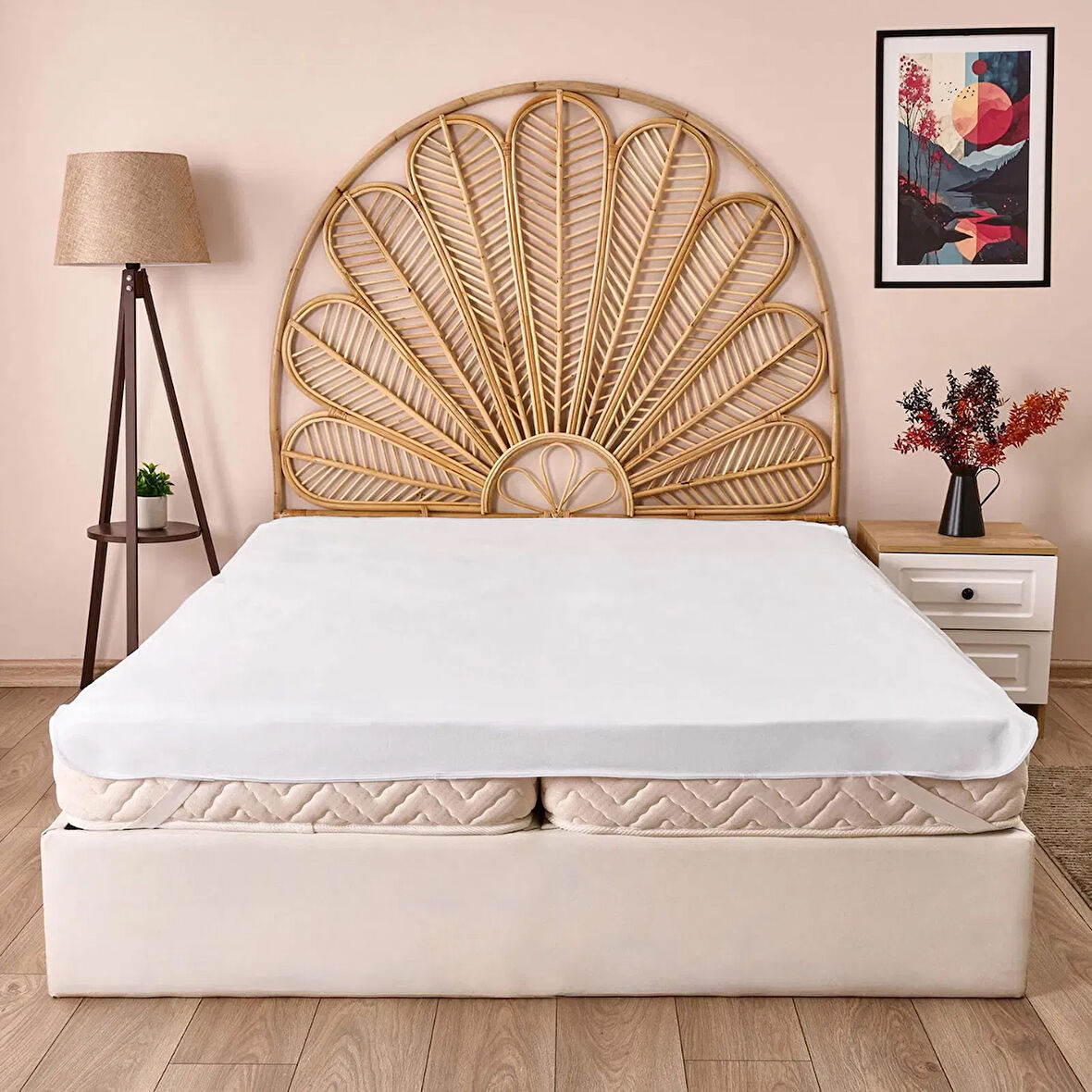 Soft Sane Basic Çift Kişilik Sıvı Geçirmez Lastikli Alez - Beyaz - 160x200 cm