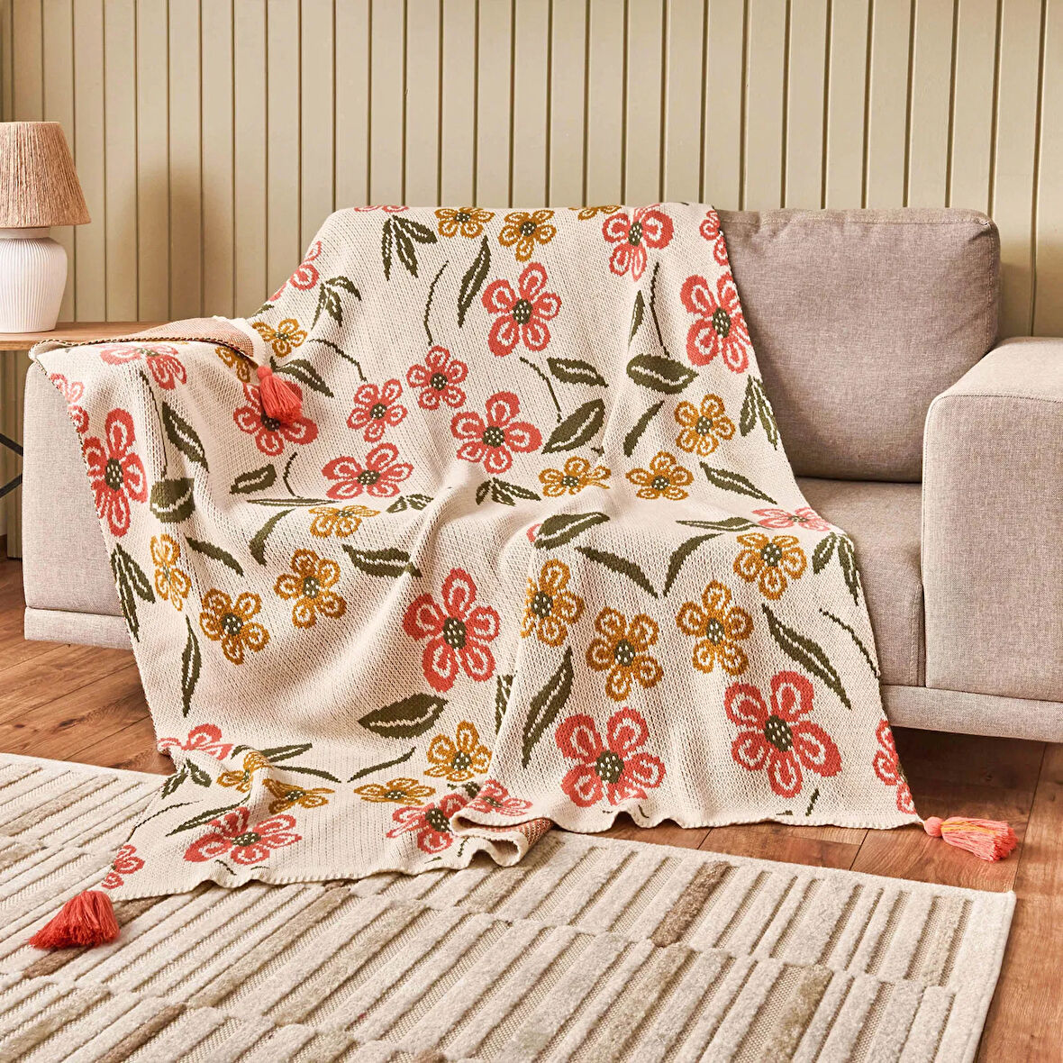 Soft Floriva Triko TV Battaniyesi - Krem - 120x160 cm