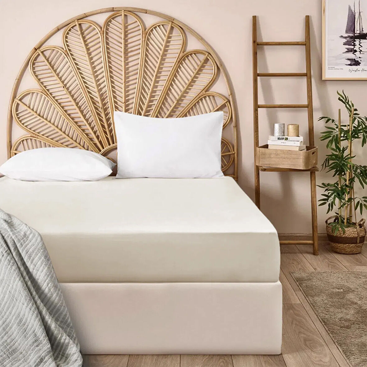 Soft Basic Çift Kişilik Düz Kenar Çarşaf - Ekru - 240x260 cm