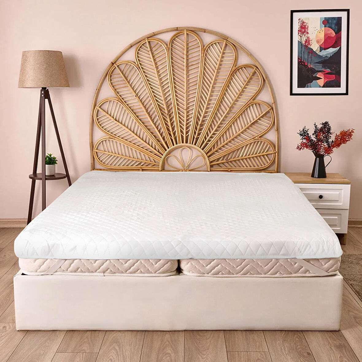 Soft Nando Basic Çift Kişilik Lastikli Alez - Beyaz - 160x200 cm