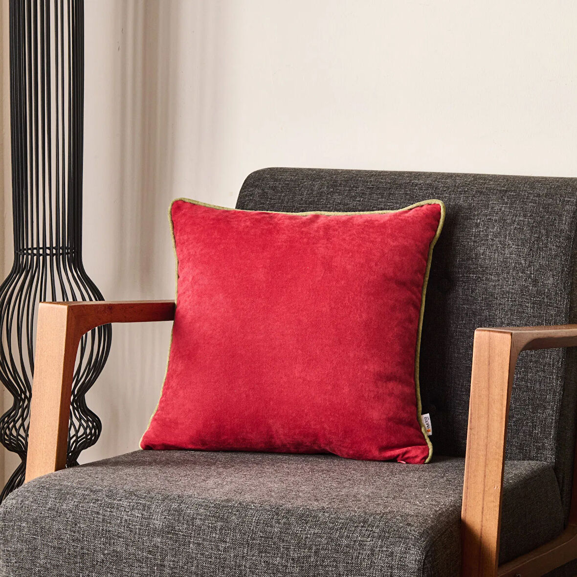 Soft Asas Kırlent - Kırmızı / Yeşil - 45x45 cm