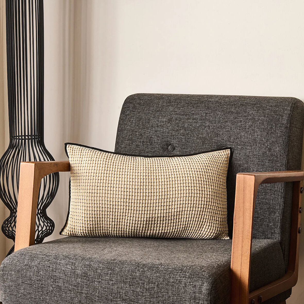 Soft Reims Kırlent - Bej - 30x50 cm