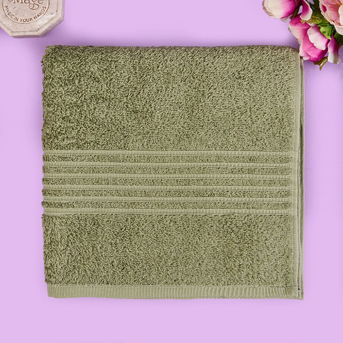 Soft Samantha Yüz Havlusu - Haki - 50x100 cm