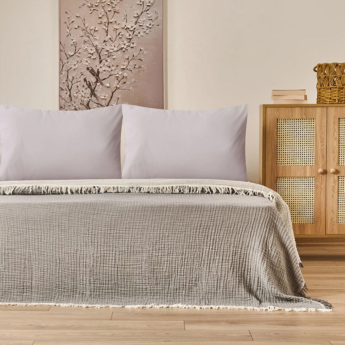 Soft Hevin Çift Kişilik Yatak Örtüsü - Antrasit - 220x240 cm