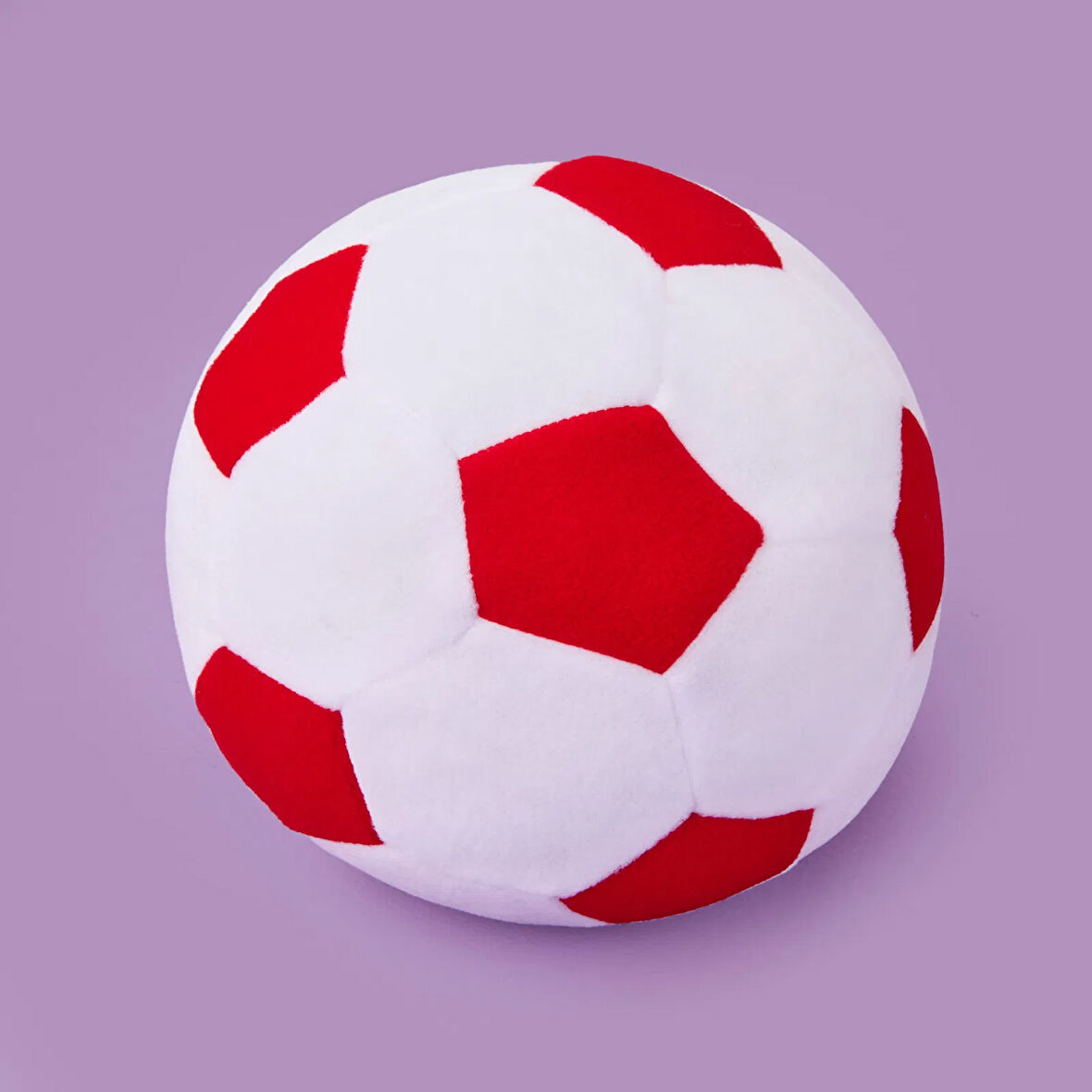 Soft Futbol Topu Figürlü Yastık - Beyaz / Kırmızı - 30x30 cm
