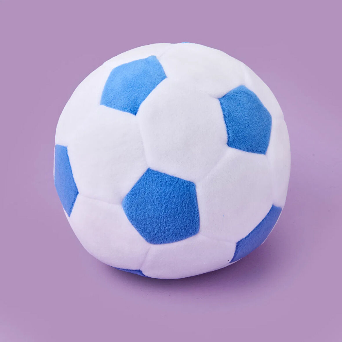 Soft Futbol Topu Figürlü Yastık - Beyaz / Mavi - 30x30 cm