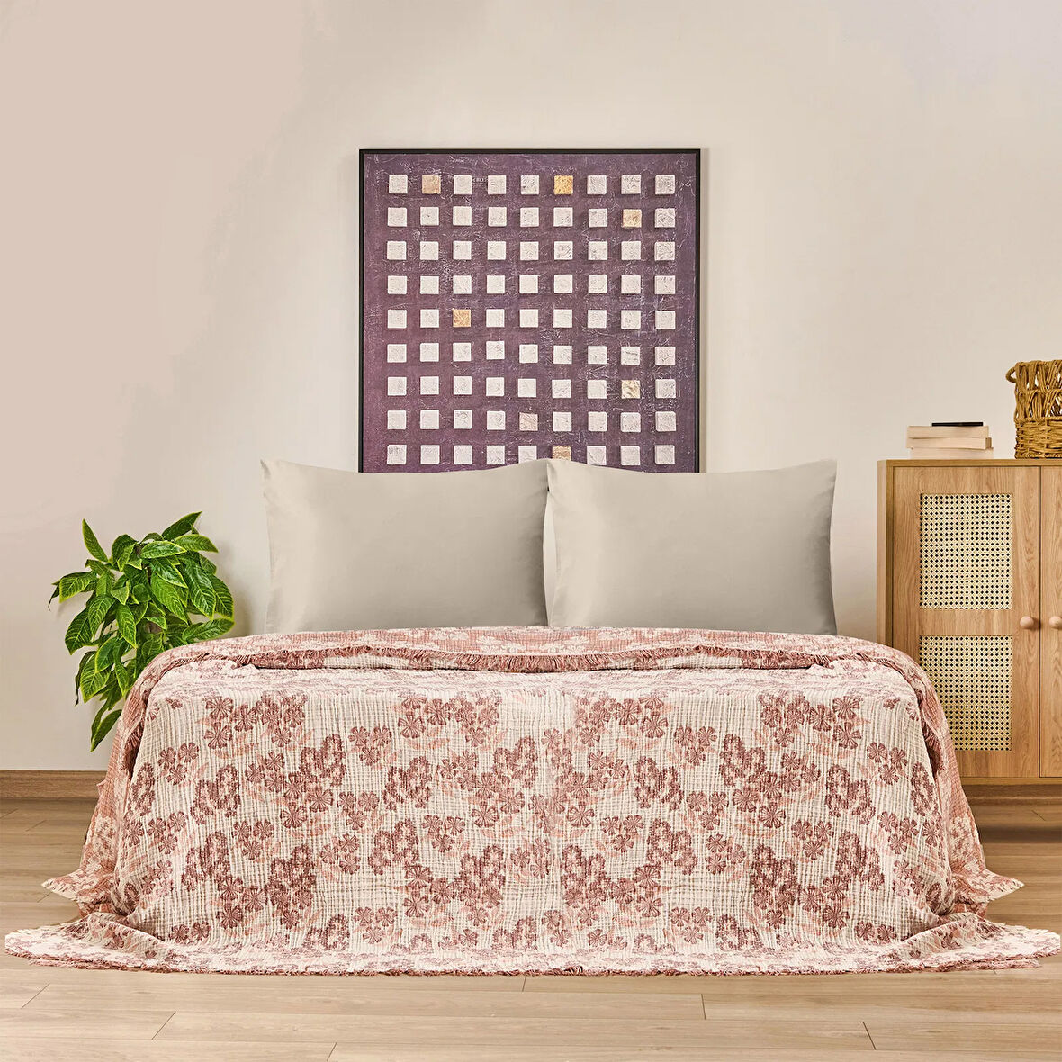 Soft Belloria Çift Kişilik Yatak Örtüsü - Kiremit - 220x255 cm