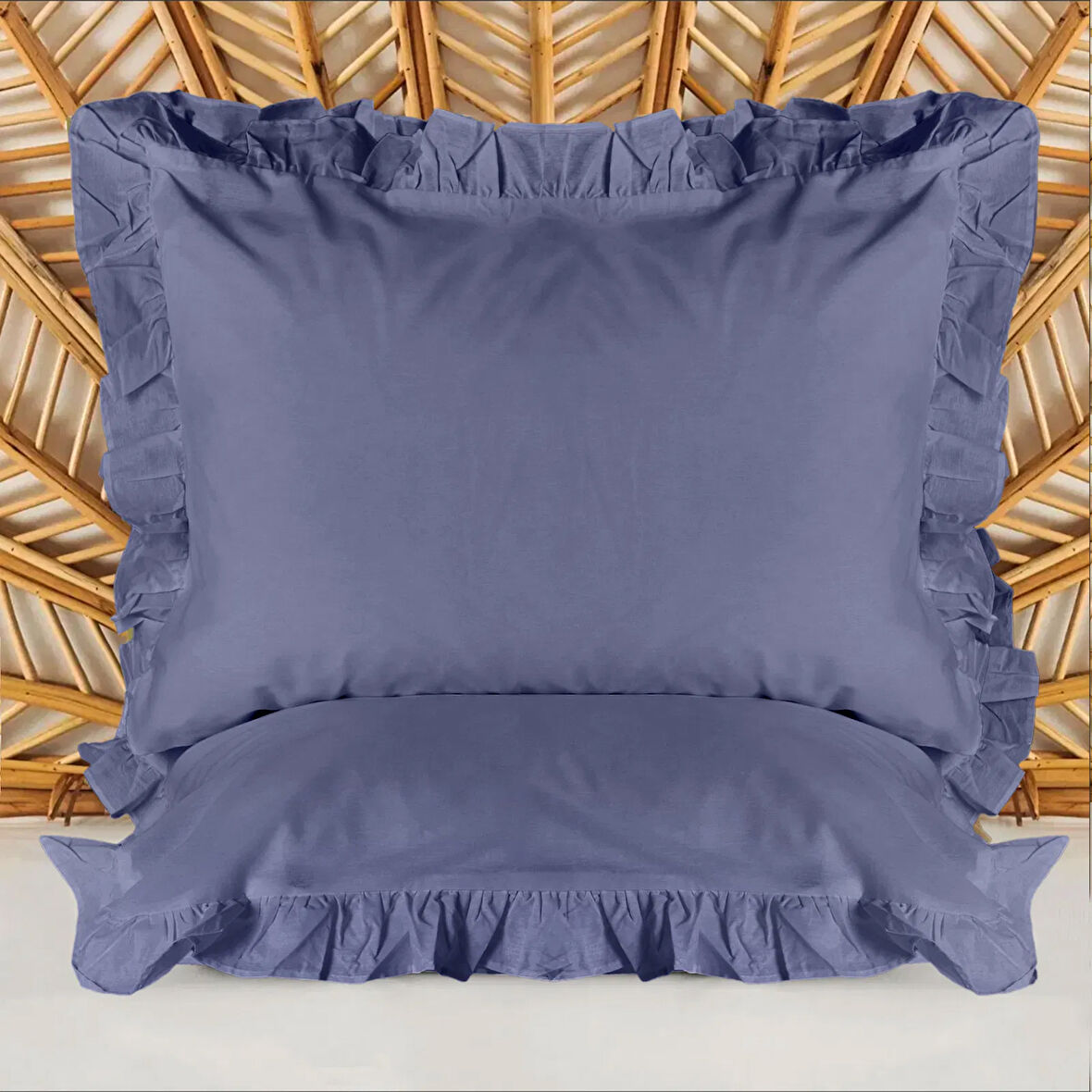 Soft Basic Fırfırlı 2'li Yastık Kılıfı - Lacivert - 50x70 cm