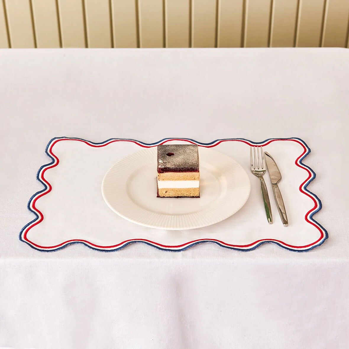 Soft Nonna Amerikan Servis - Mavi / Kırmızı - 30x50 cm