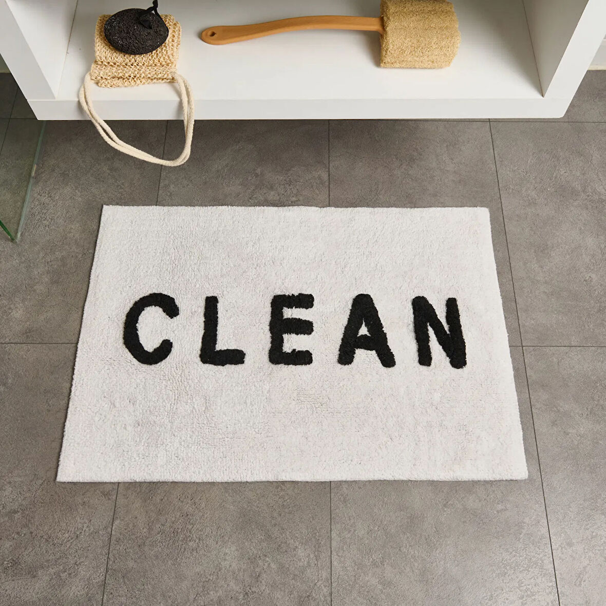 Soft Clean Tufting Banyo Paspası - Beyaz - 60x90 cm