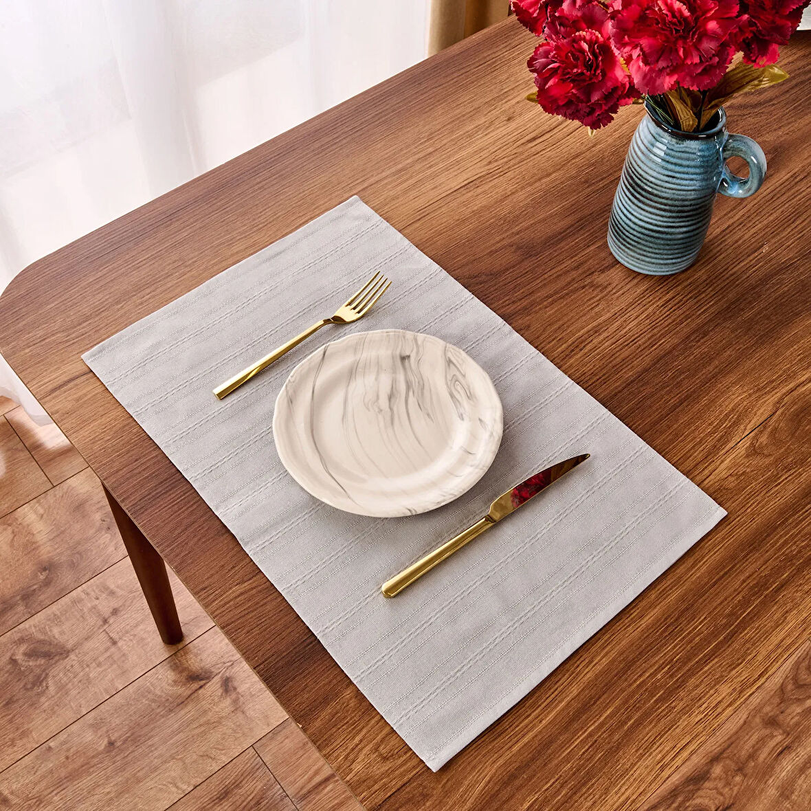 Soft Breeze 2'li Amerikan Servis - Gri - 30x50 cm