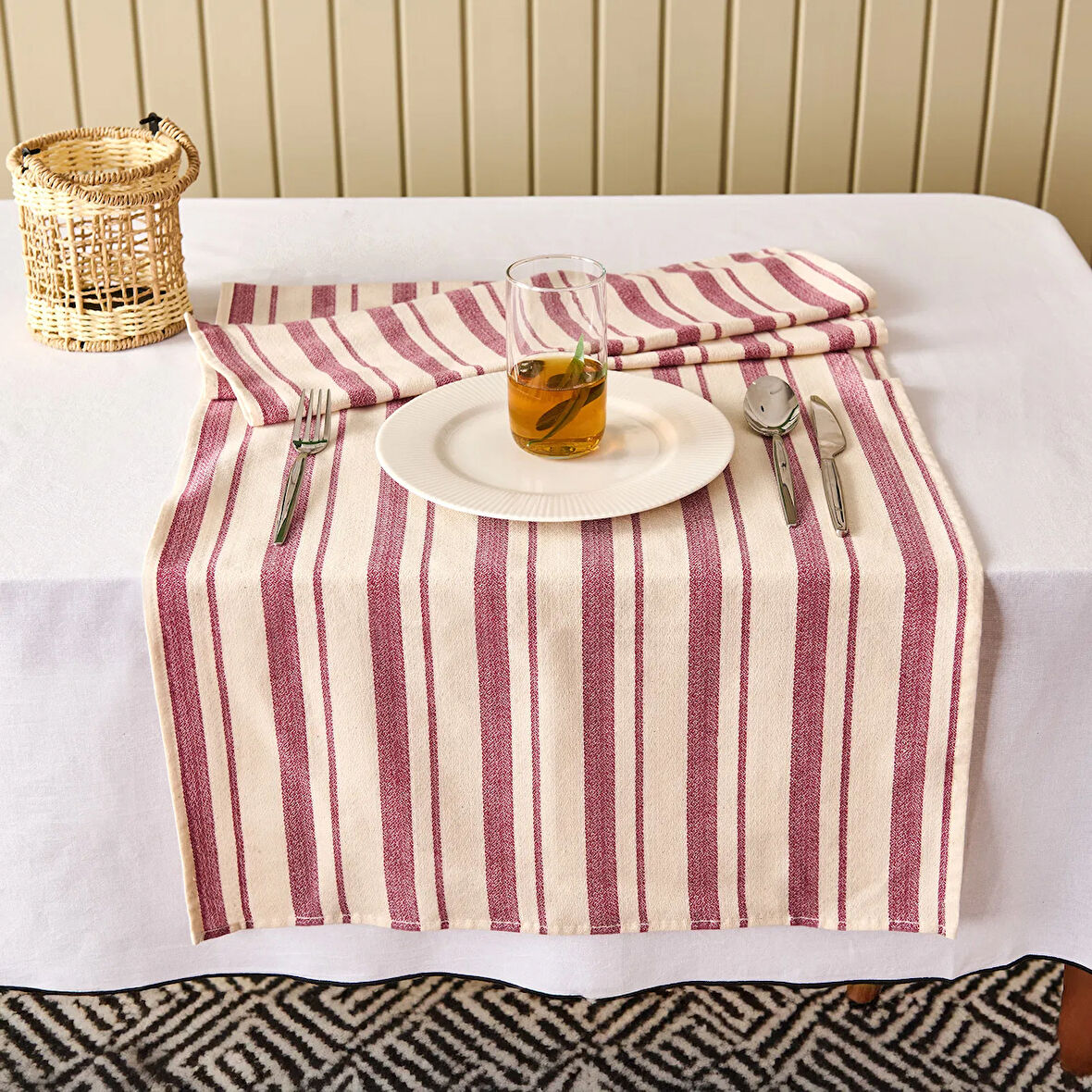 Soft Alno Runner - Ekru / Mürdüm - 50x140 cm