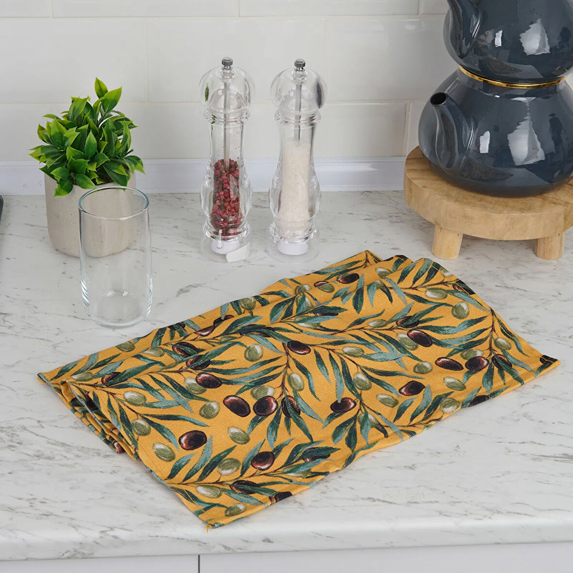 Soft Olive Mutfak Havlusu - Hardal - 40x66 cm