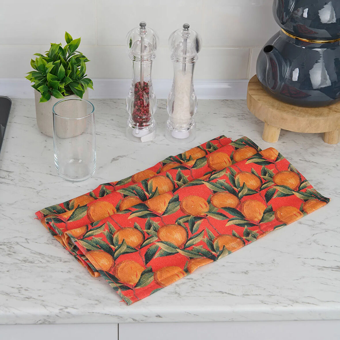 Soft Randig Mutfak Havlusu - Turuncu - 40x66 cm