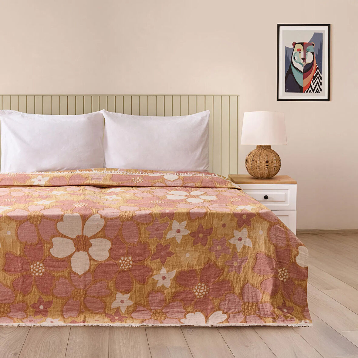 Soft Earthy Çift Kişilik Müslin Pike - Kiremit - 230x240 cm