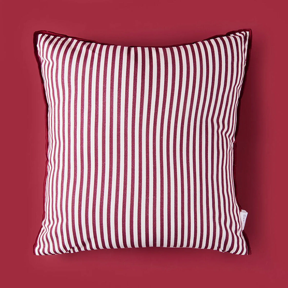 Soft Earthy Hues Çizgili Kırlent - Ekru / Mürdüm - 40x40 cm