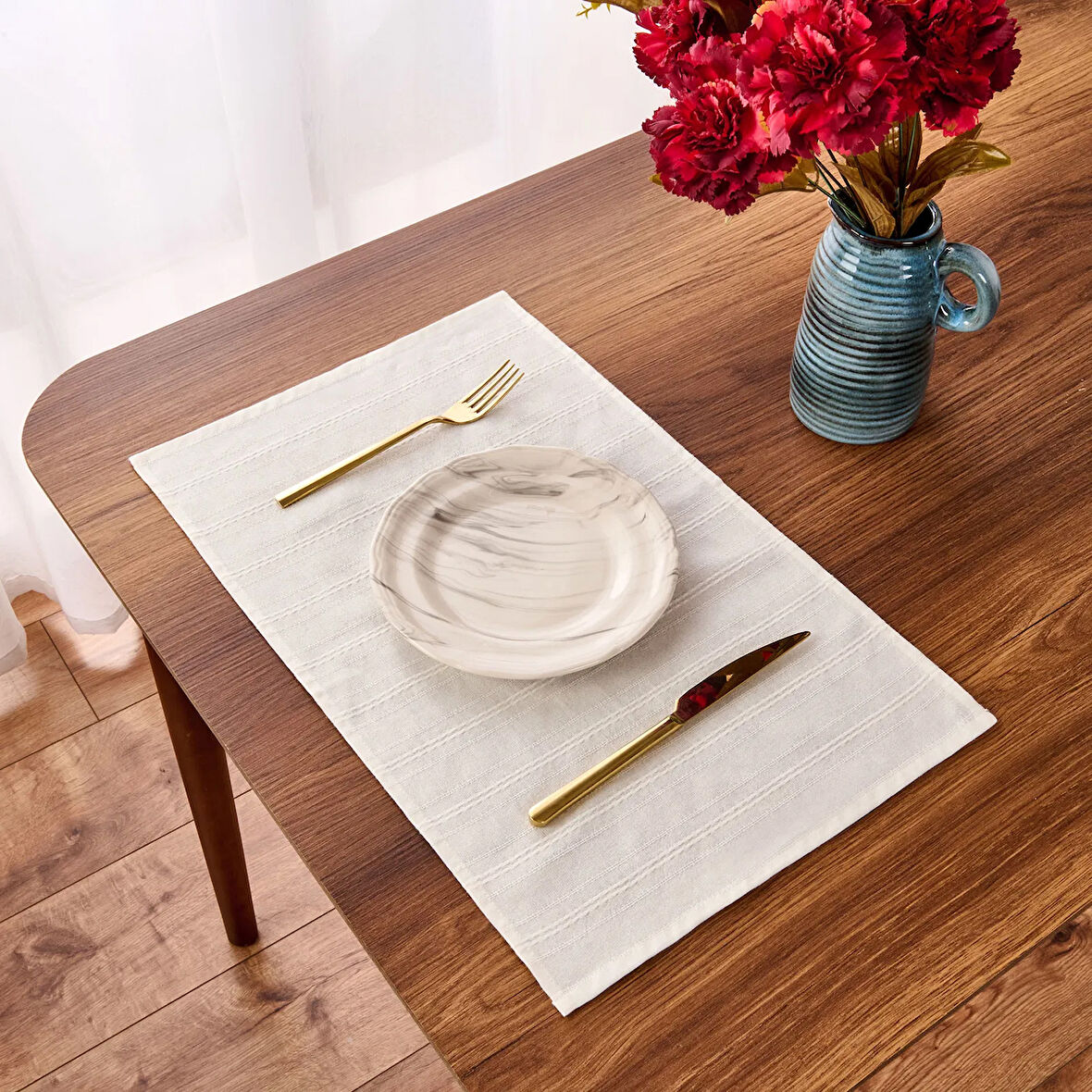 Soft Breeze 2'li Amerikan Servis - Kırık Beyaz - 30x50 cm