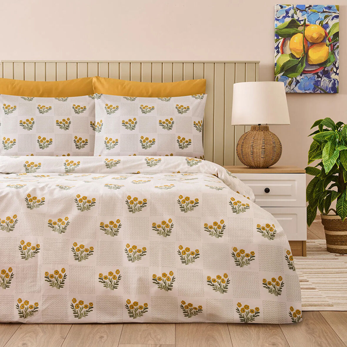 Soft Folky Çift Kişilik Nevresim Takımı - Beyaz