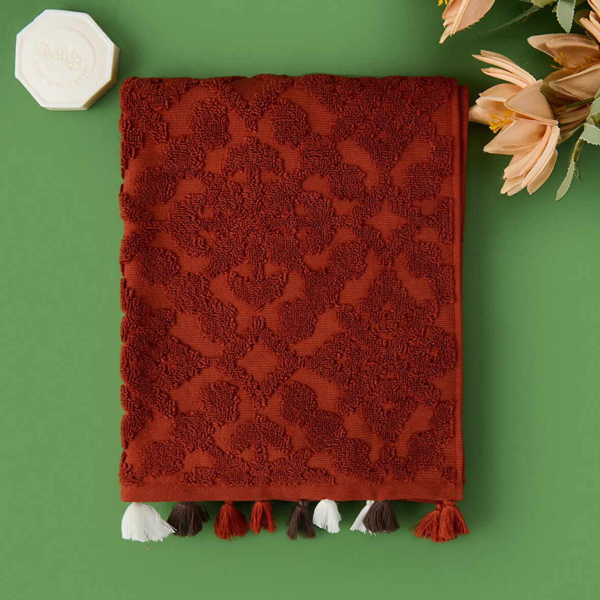 Soft Earthy Hues Juan Yüz Havlusu - Kiremit - 50x90 cm