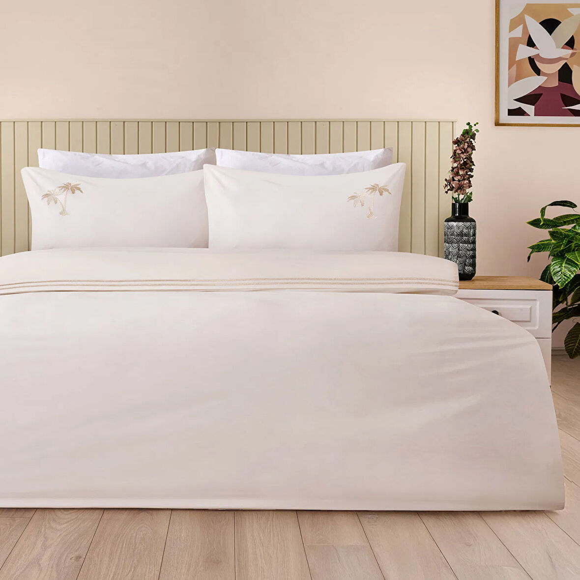 Soft Ravela Çift Kişilik Nevresim Takımı - Krem