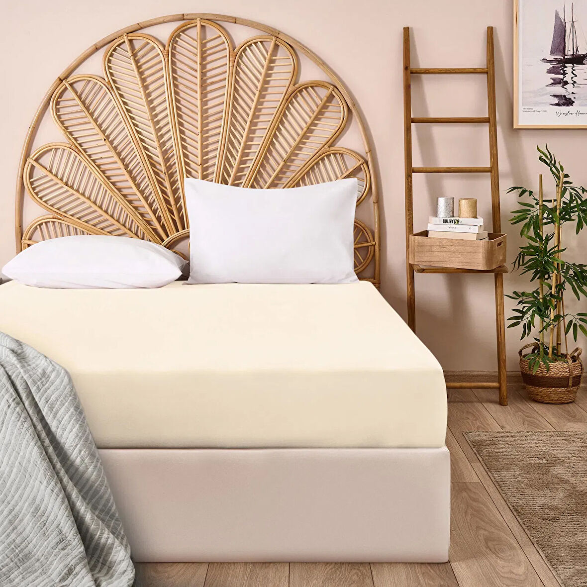Soft Basic Tek Kişilik Lastikli Çarşaf - Ekru - 100x200 cm