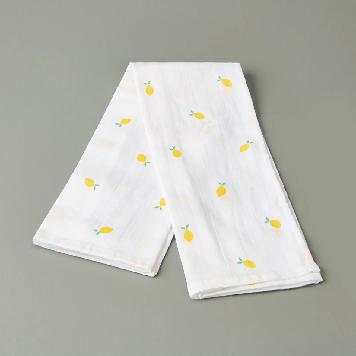 Soft Müslin Limon Desenli Kurulama Bezi - Beyaz - 40x60 cm