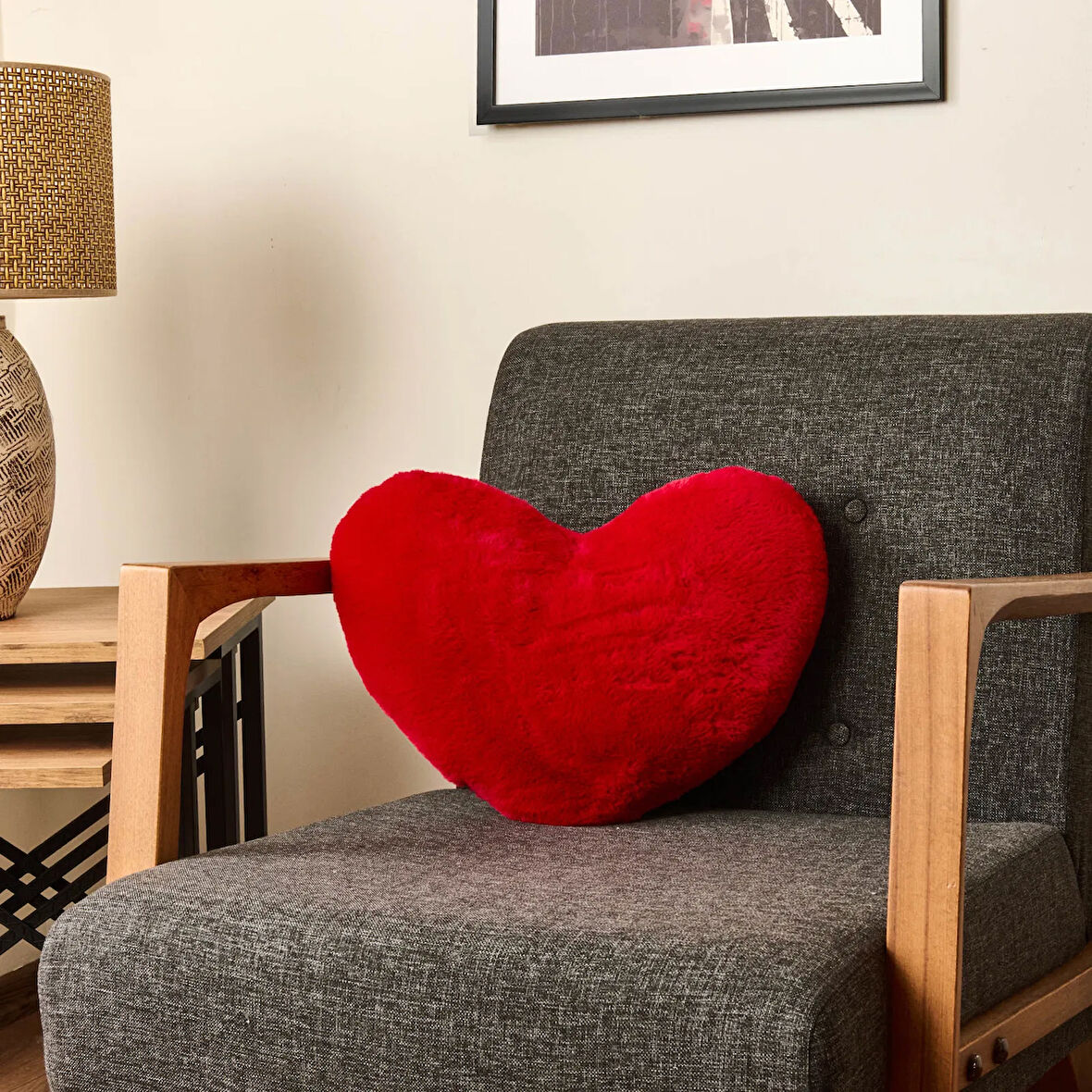 Soft Love Figürlü Yastık - Kırmızı - 45 cm