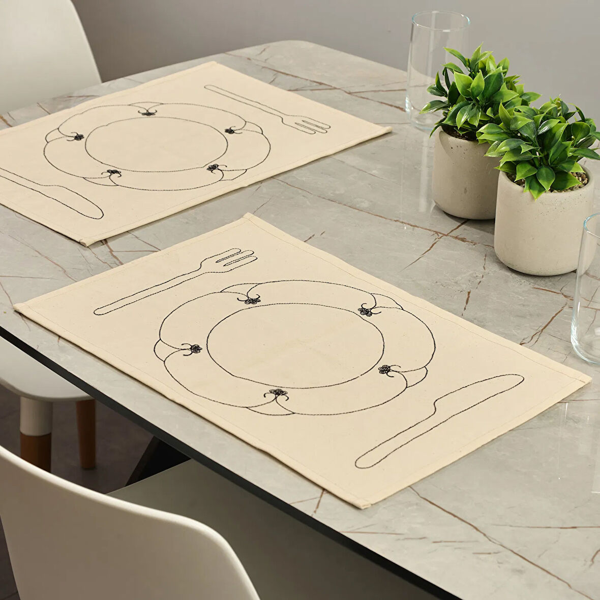 Soft Senem 2'li Amerikan Servis - Bej - 45x30 cm