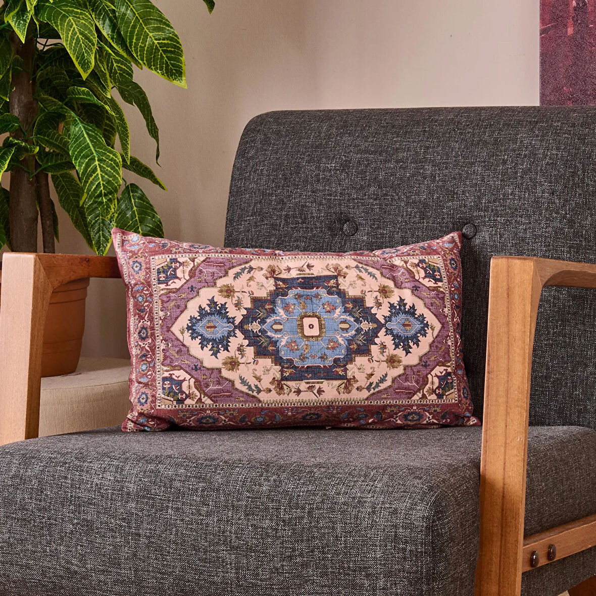 Soft Etnik Desenli Kırlent - Renkli - 30x50 cm