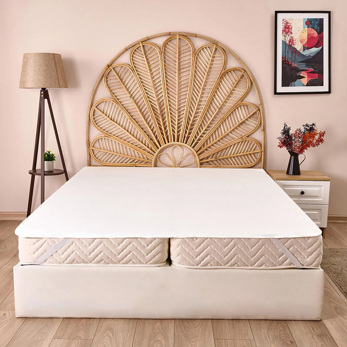 Soft Minik Kapitoneli Tek Kişilik Sıvı Geçirmez Lastikli Alez - Beyaz - 100x200 cm