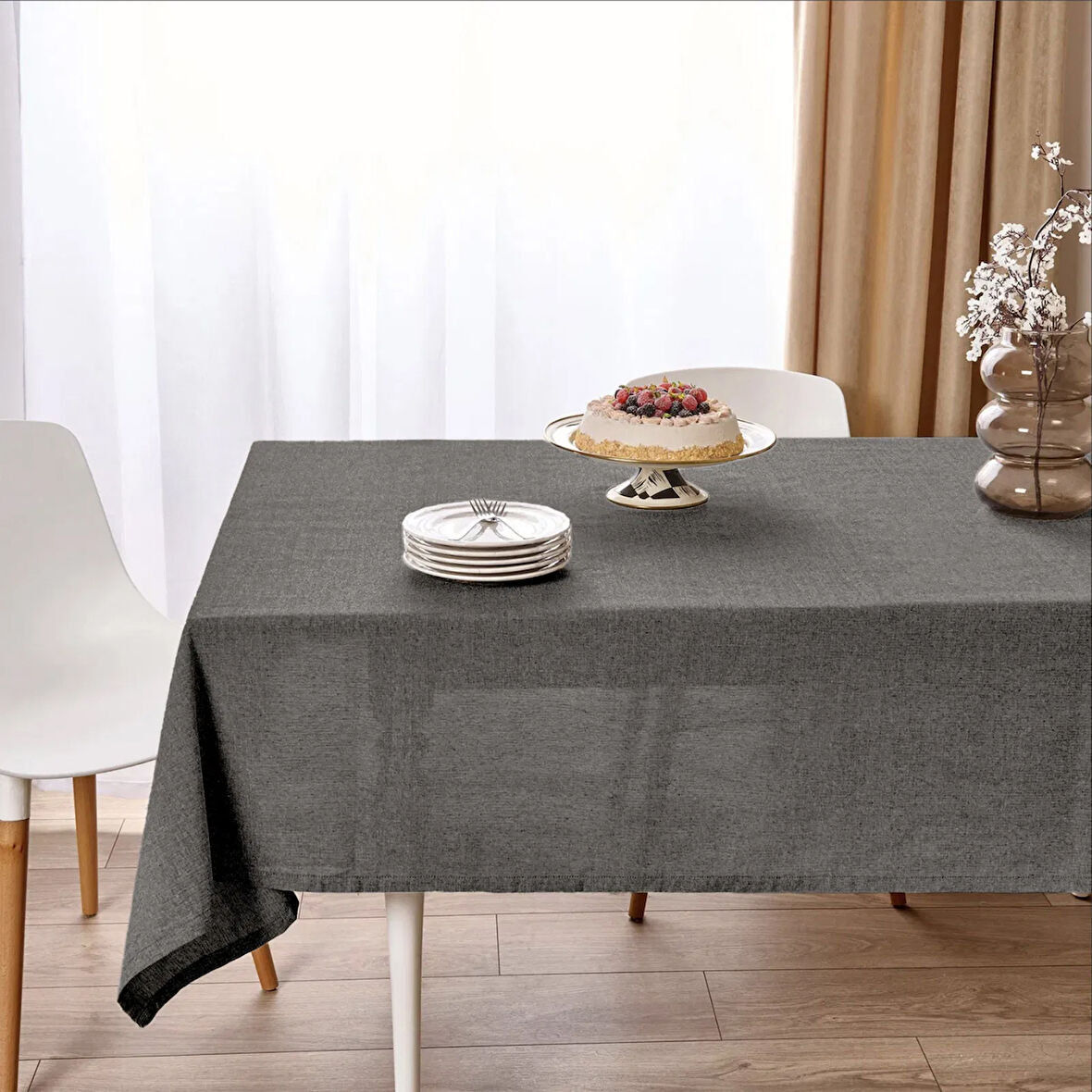 Soft Lapi Masa Örtüsü - Gri - 140x220 cm