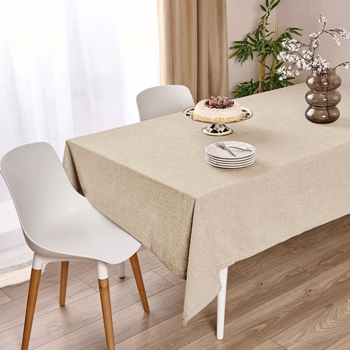 Soft Faralya Masa Örtüsü - Bej - 140x220 cm