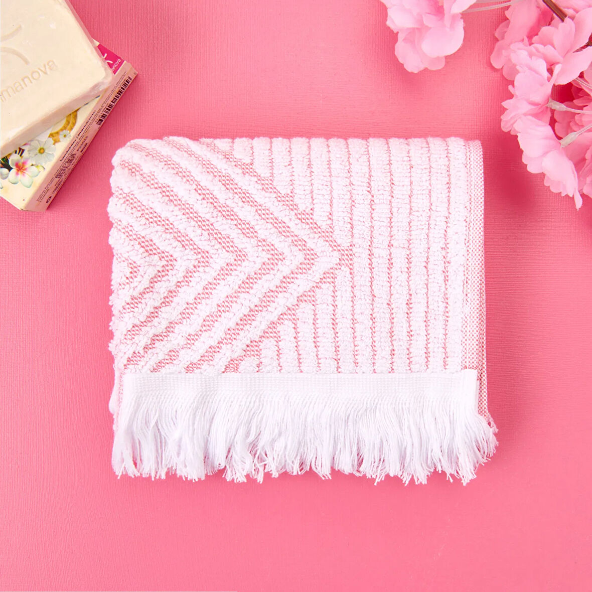 Soft Leaves El Havlusu - Pembe - 30x50 cm