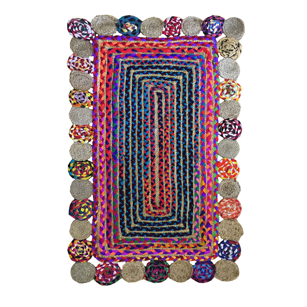 Home D15 Bolero Jüt Örgü Halı - Renkli - 120x180 cm