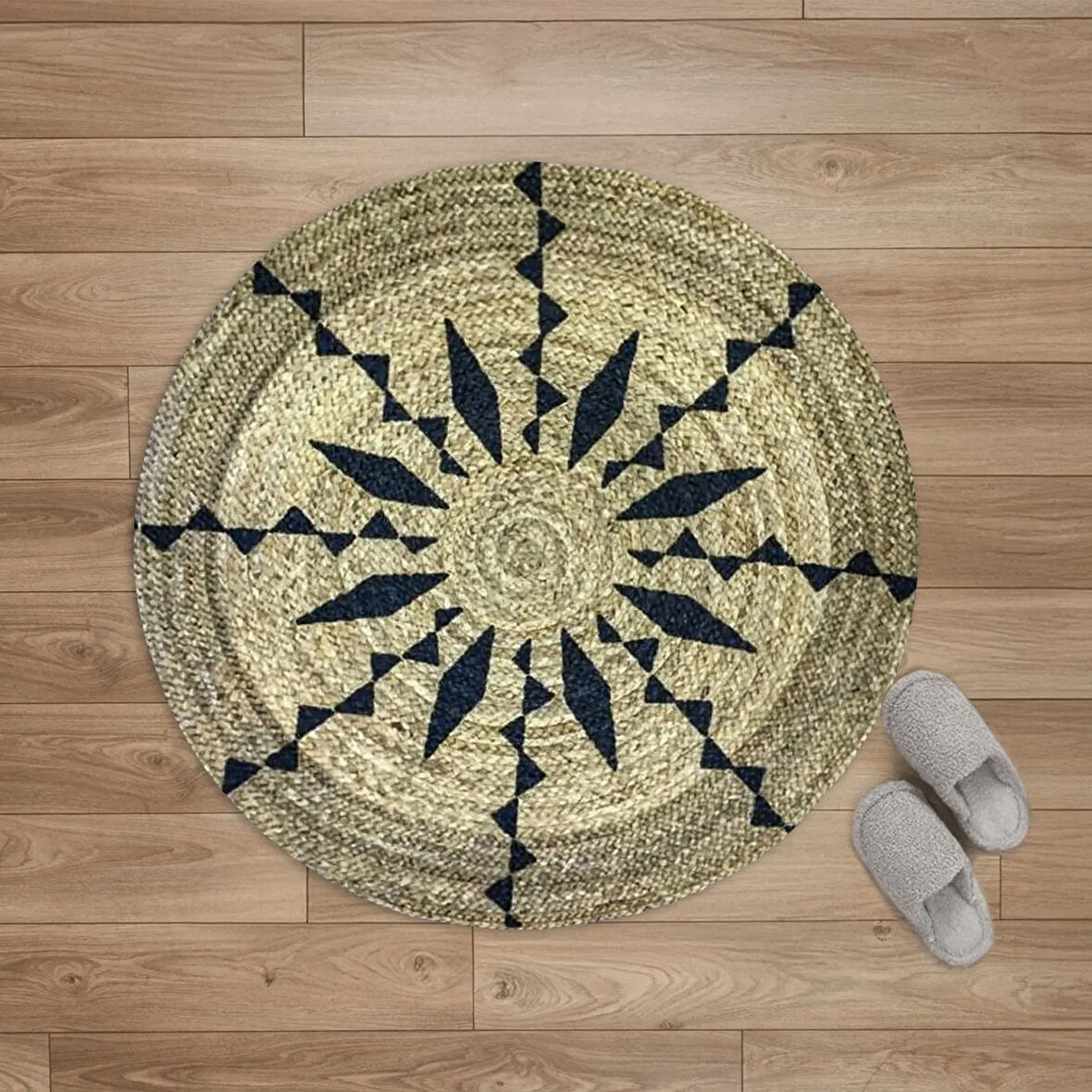 Home P05 Bolero Jüt Örgü Halı - Natürel - 90x90 cm